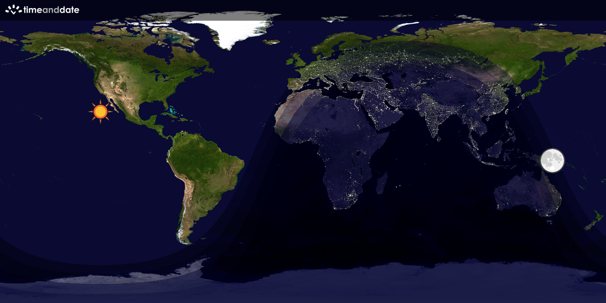Verdenskart som viser dag og natt 