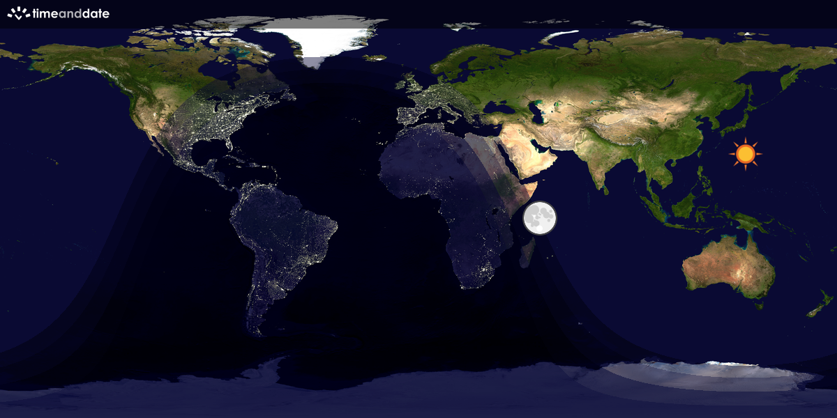 Verdenskart som viser dag og natt 