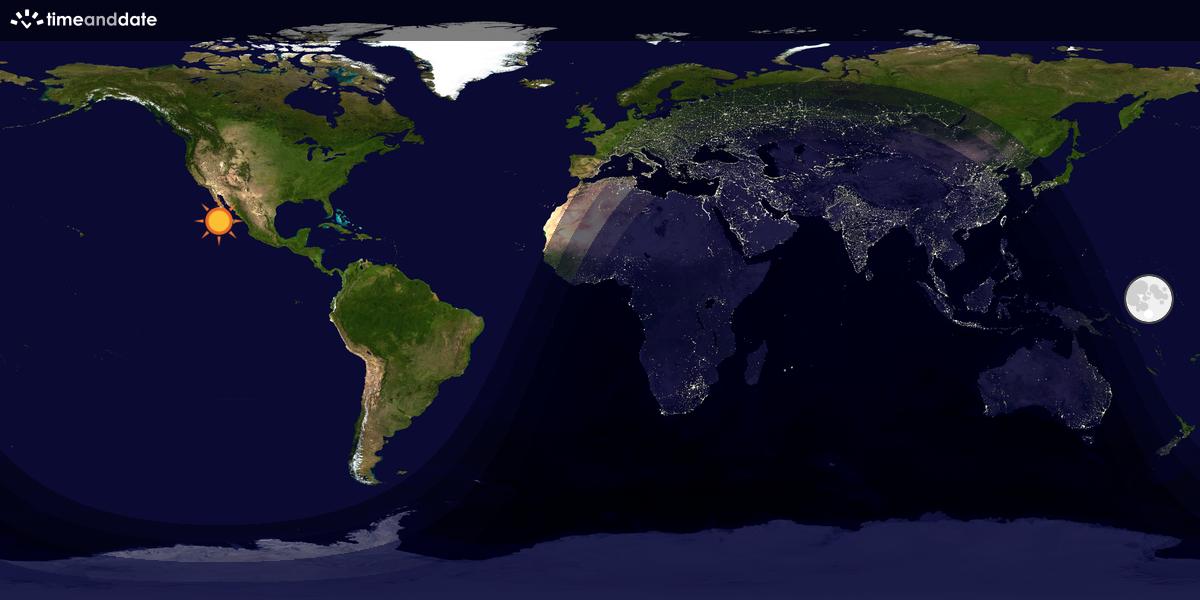 Verdenskart som viser dag og natt 