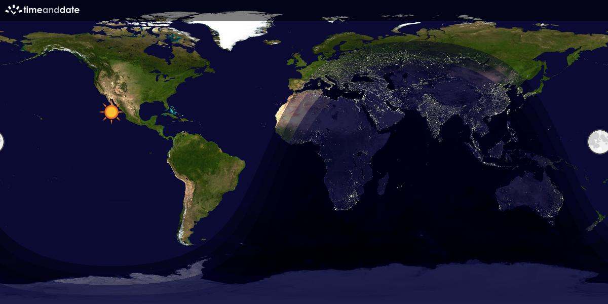 Verdenskart som viser dag og natt 