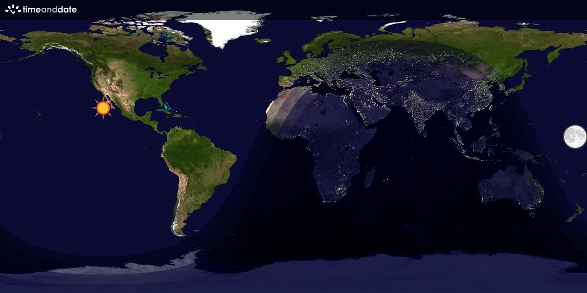 Verdenskart som viser dag og natt 