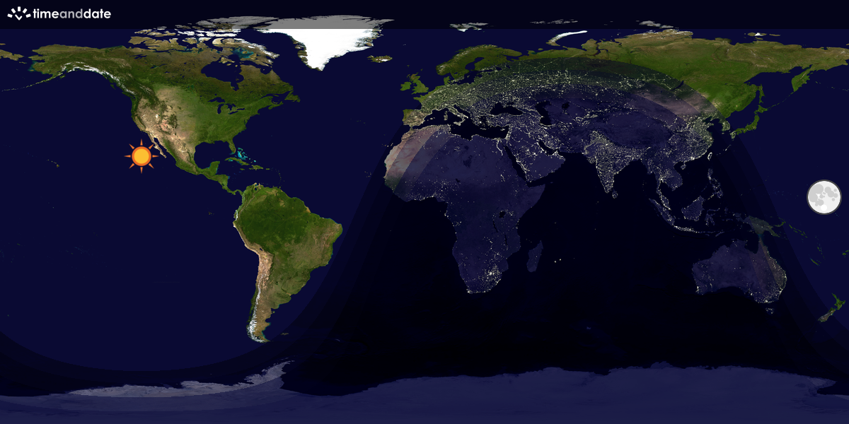 Verdenskart som viser dag og natt 