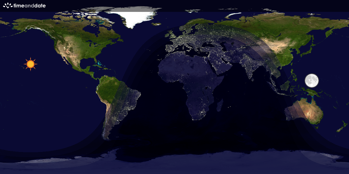 Verdenskart som viser dag og natt 
