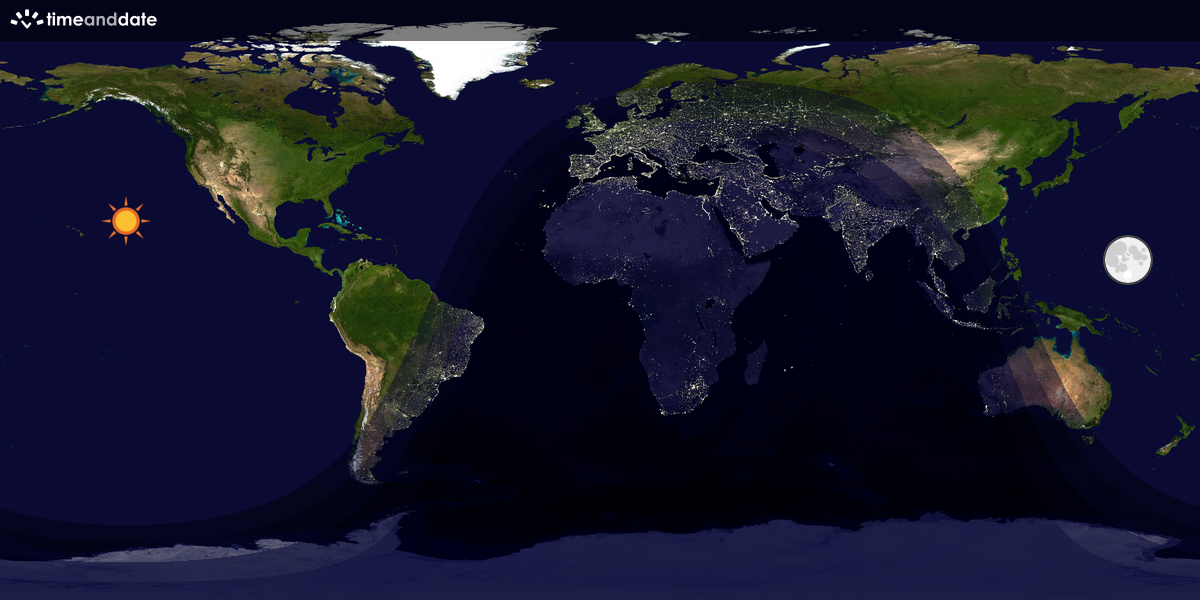 Verdenskart som viser dag og natt 