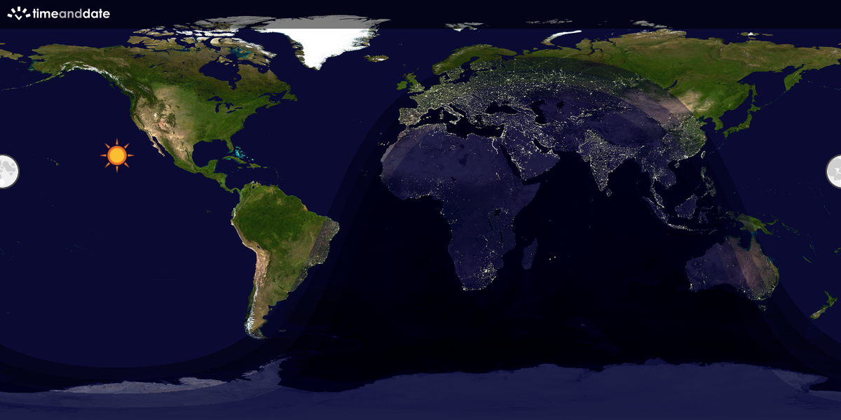 Verdenskart som viser dag og natt 