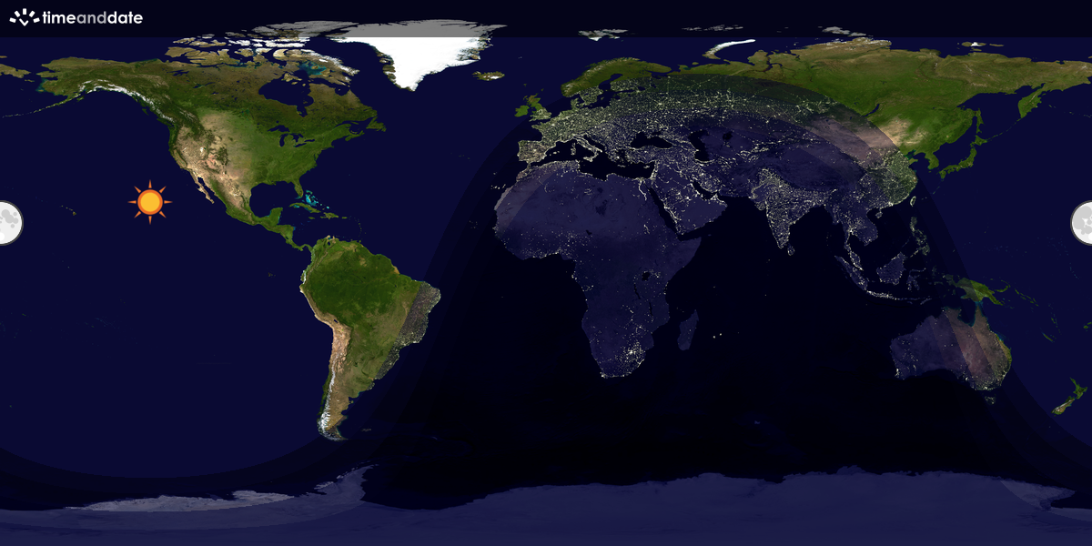 Verdenskart som viser dag og natt 