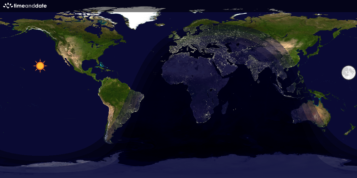 Verdenskart som viser dag og natt 