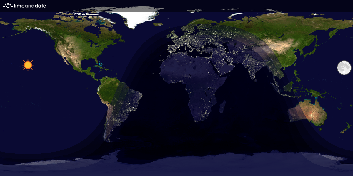 Verdenskart som viser dag og natt 