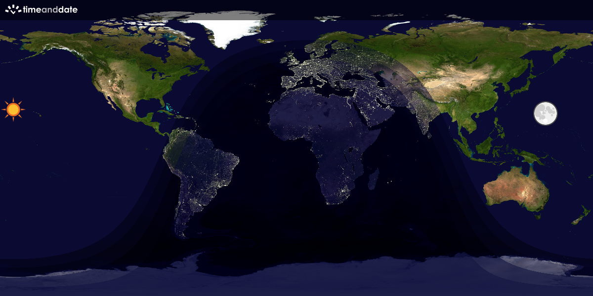 Verdenskart som viser dag og natt 