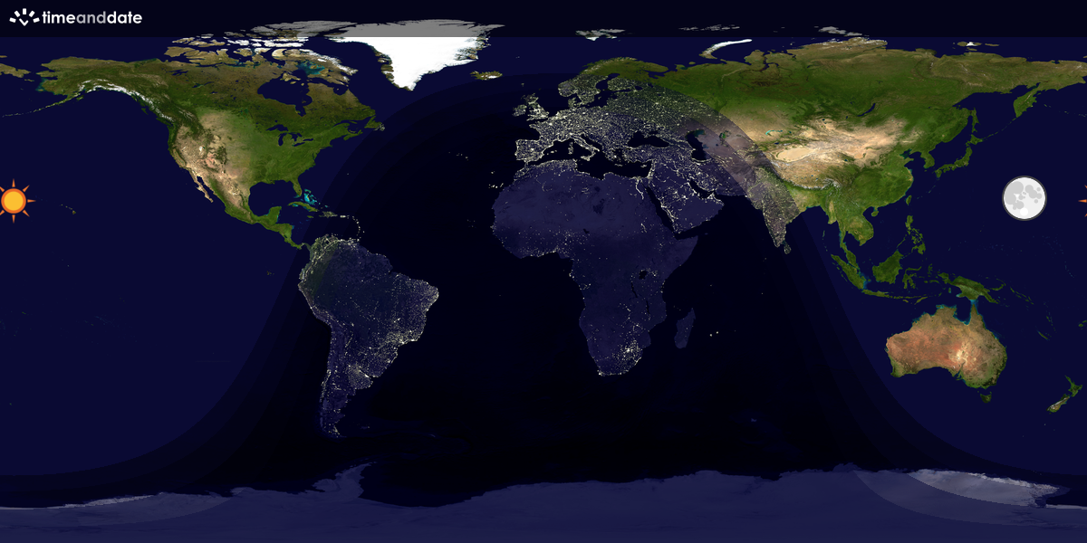 Verdenskart som viser dag og natt 