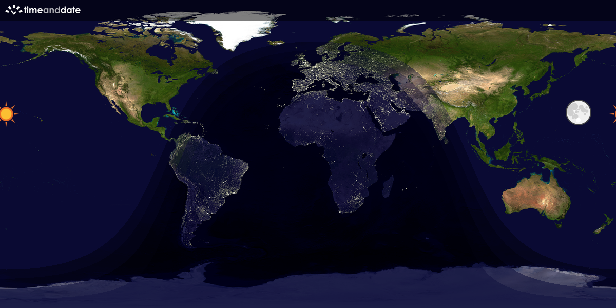 Verdenskart som viser dag og natt 
