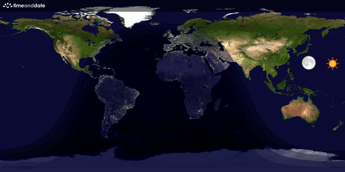 Verdenskart som viser dag og natt 