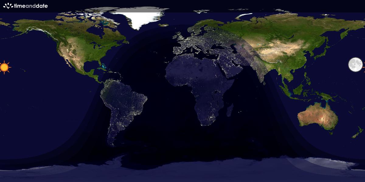Verdenskart som viser dag og natt 