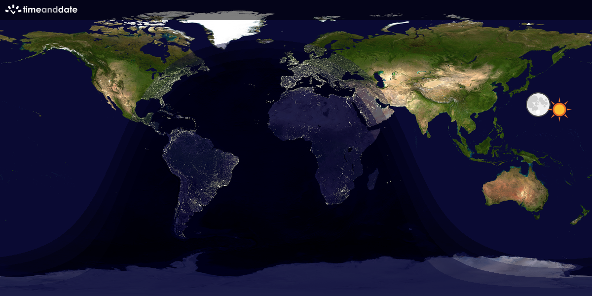 Verdenskart som viser dag og natt 