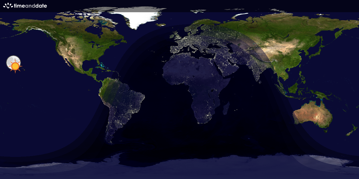 Verdenskart som viser dag og natt 