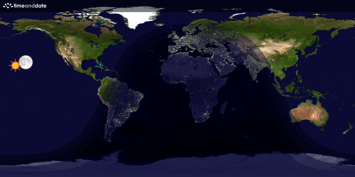 Verdenskart som viser dag og natt 