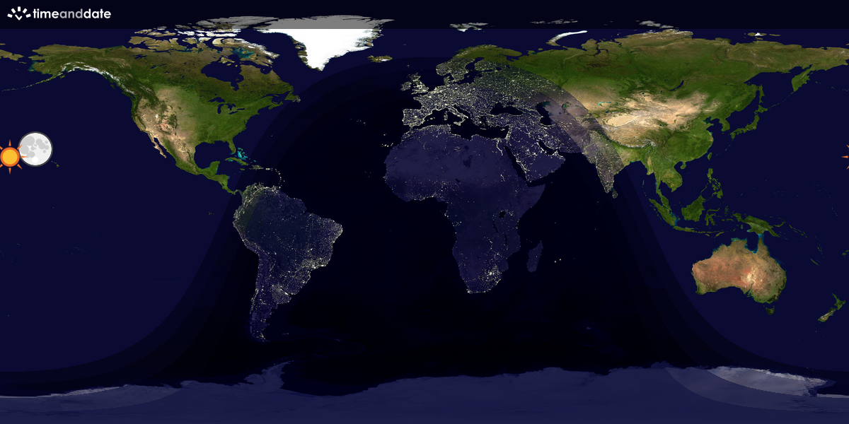 Verdenskart som viser dag og natt 