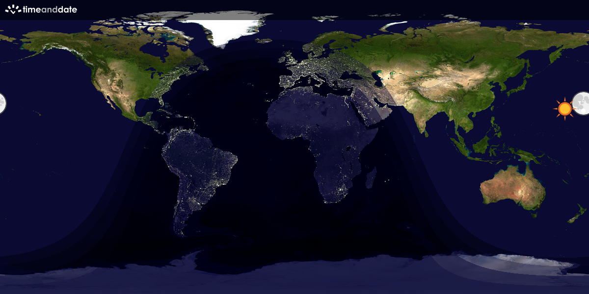 Verdenskart som viser dag og natt 