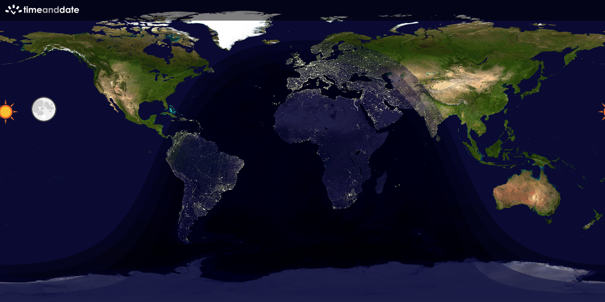Verdenskart som viser dag og natt 