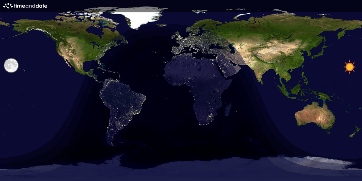 Verdenskart som viser dag og natt 