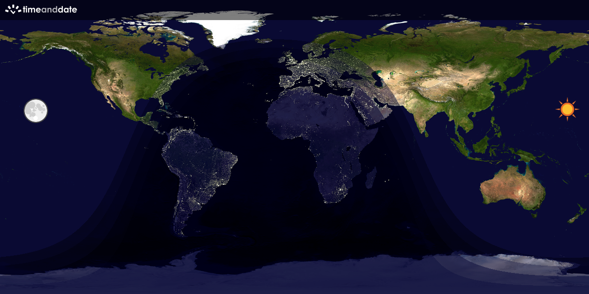 Verdenskart som viser dag og natt 