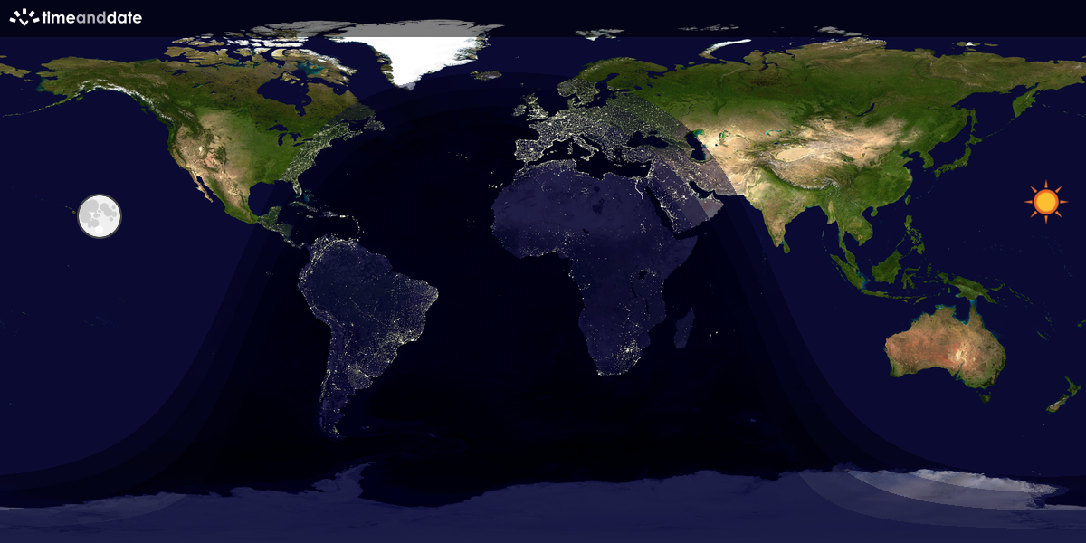 Verdenskart som viser dag og natt 