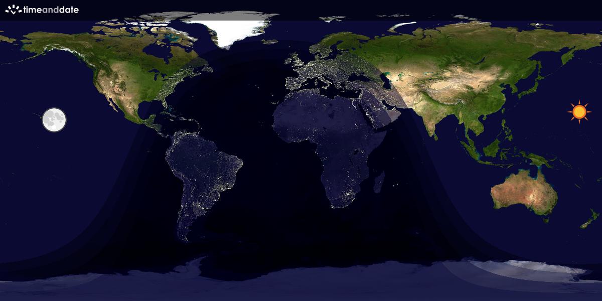 Verdenskart som viser dag og natt 