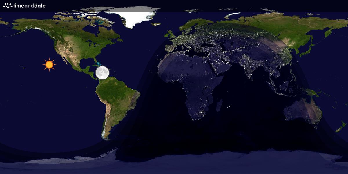 Verdenskart som viser dag og natt 