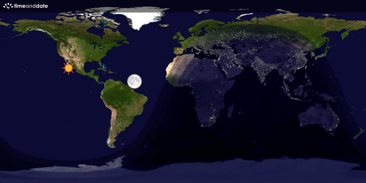 Verdenskart som viser dag og natt 