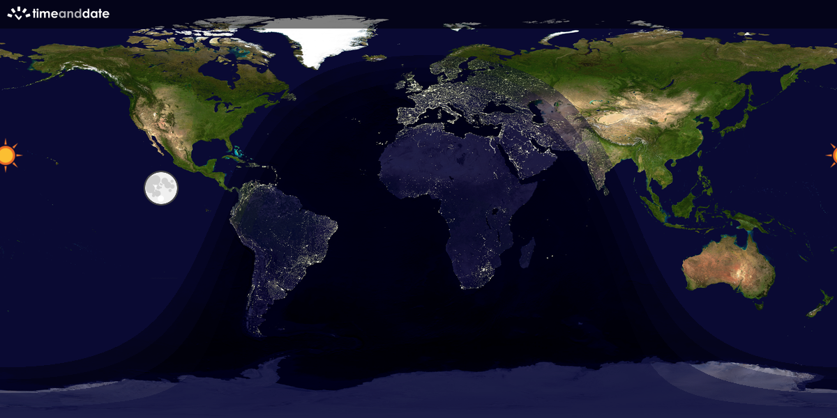 Verdenskart som viser dag og natt 