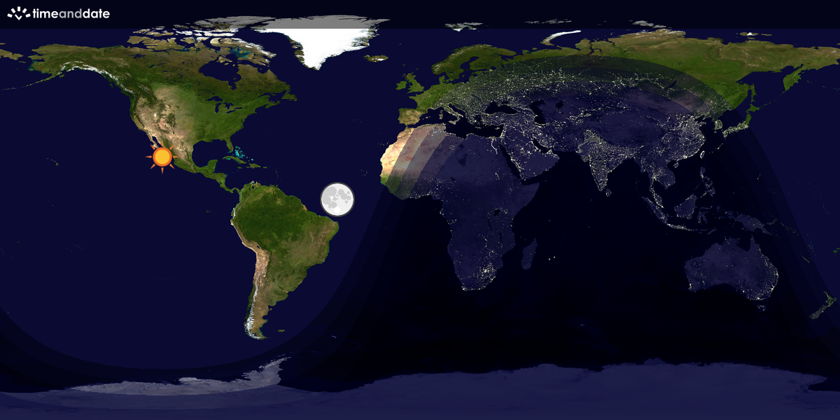 Verdenskart som viser dag og natt 