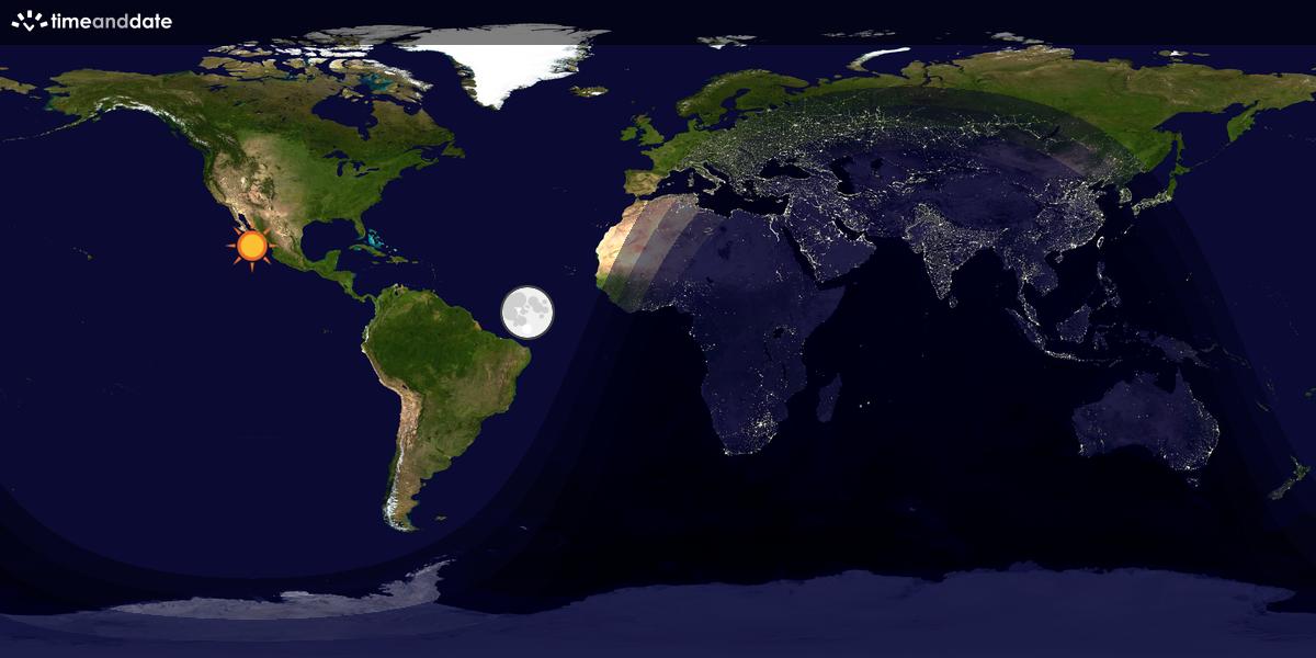 Verdenskart som viser dag og natt 