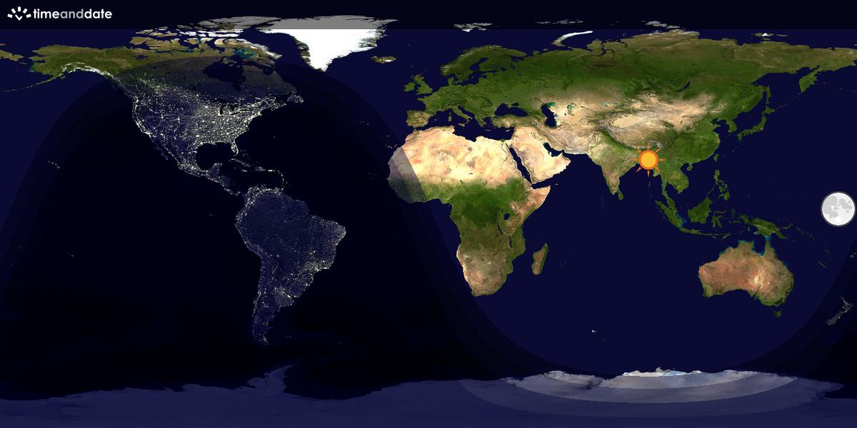 Verdenskart som viser dag og natt 