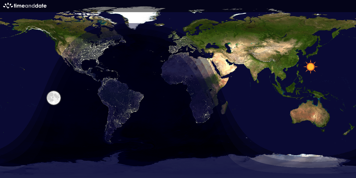 Verdenskart som viser dag og natt 