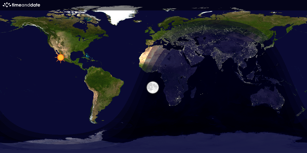 Verdenskart som viser dag og natt 