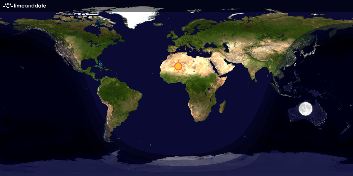 Verdenskart som viser dag og natt 