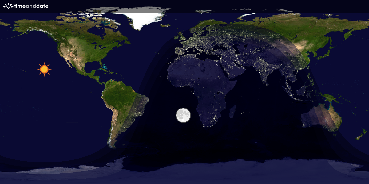 Verdenskart som viser dag og natt 