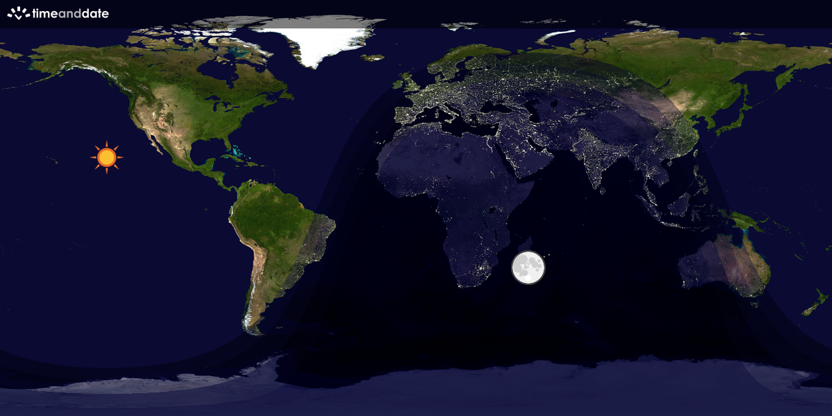 Verdenskart som viser dag og natt 