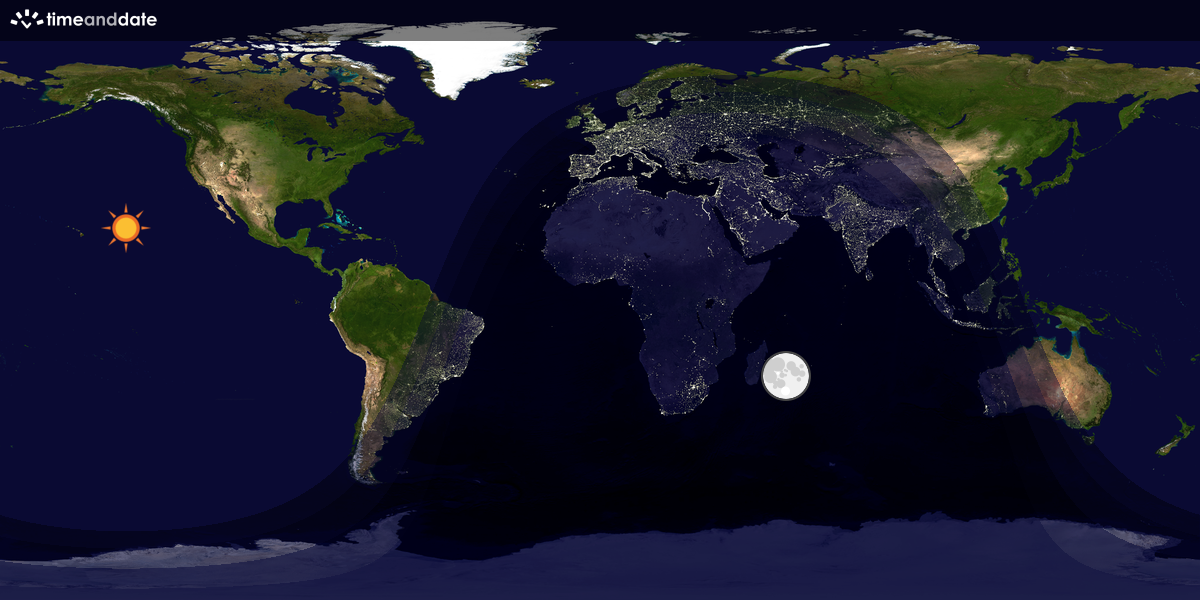 Verdenskart som viser dag og natt 