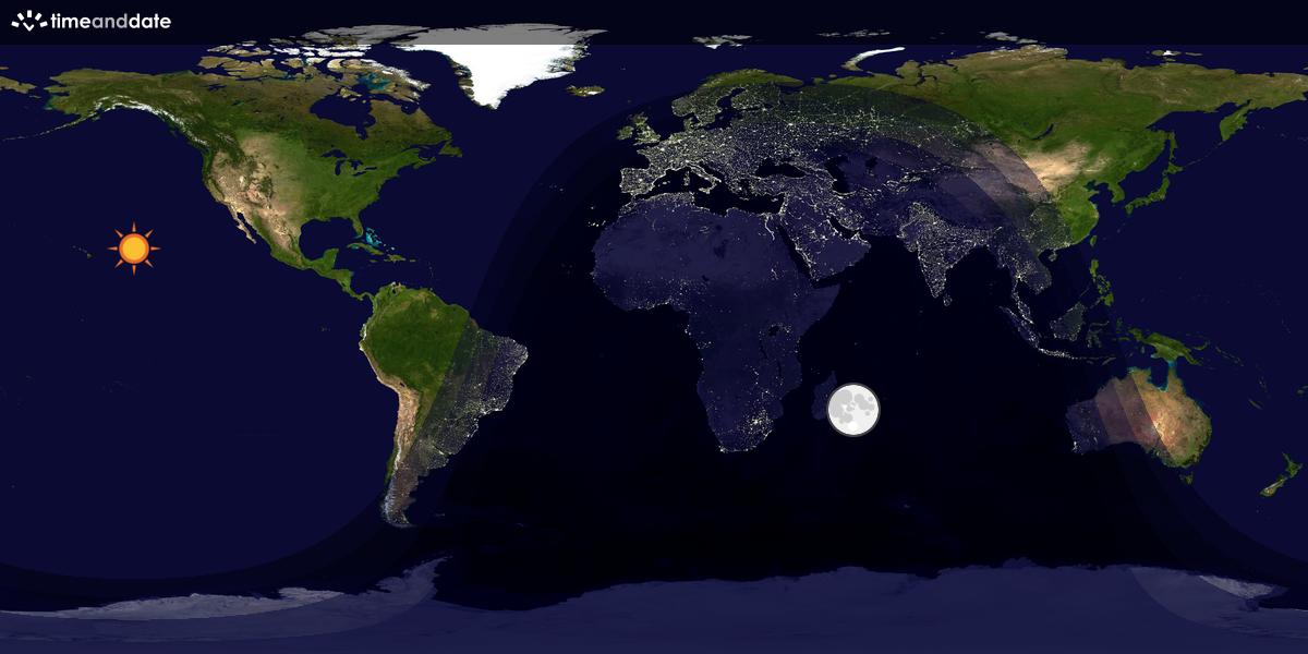 Verdenskart som viser dag og natt 