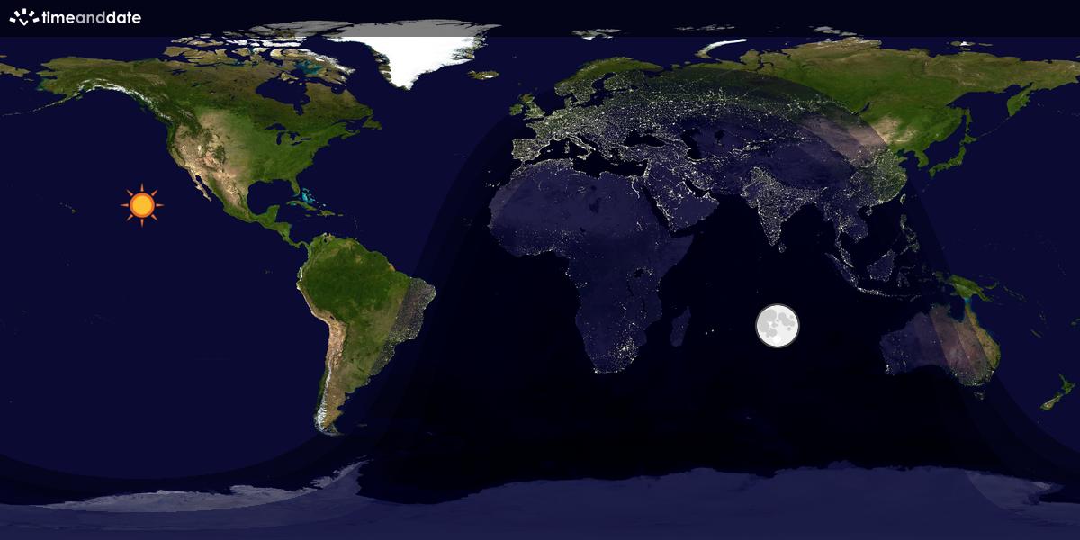 Verdenskart som viser dag og natt 