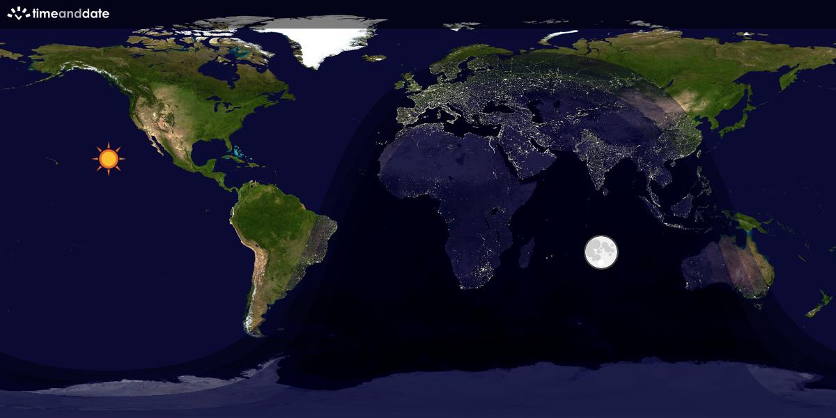 Verdenskart som viser dag og natt 