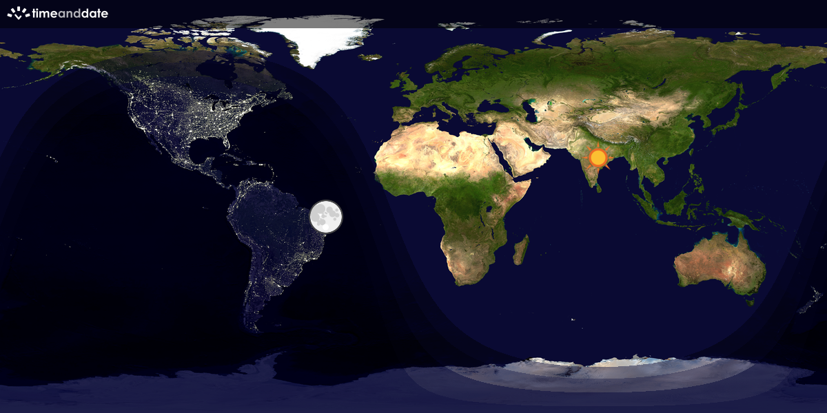 Verdenskart som viser dag og natt 