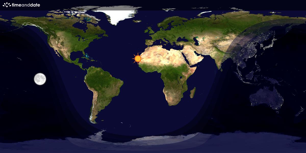 Verdenskart som viser dag og natt 
