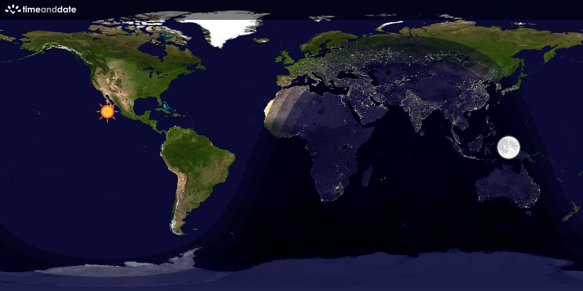 Verdenskart som viser dag og natt 