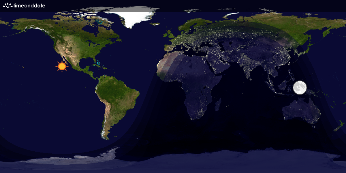 Verdenskart som viser dag og natt 
