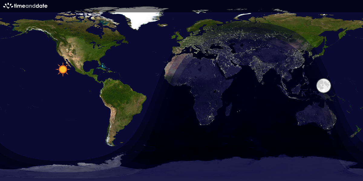 Verdenskart som viser dag og natt 