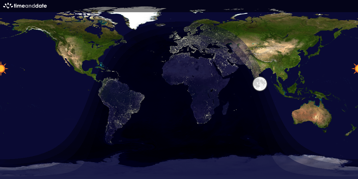 Verdenskart som viser dag og natt 
