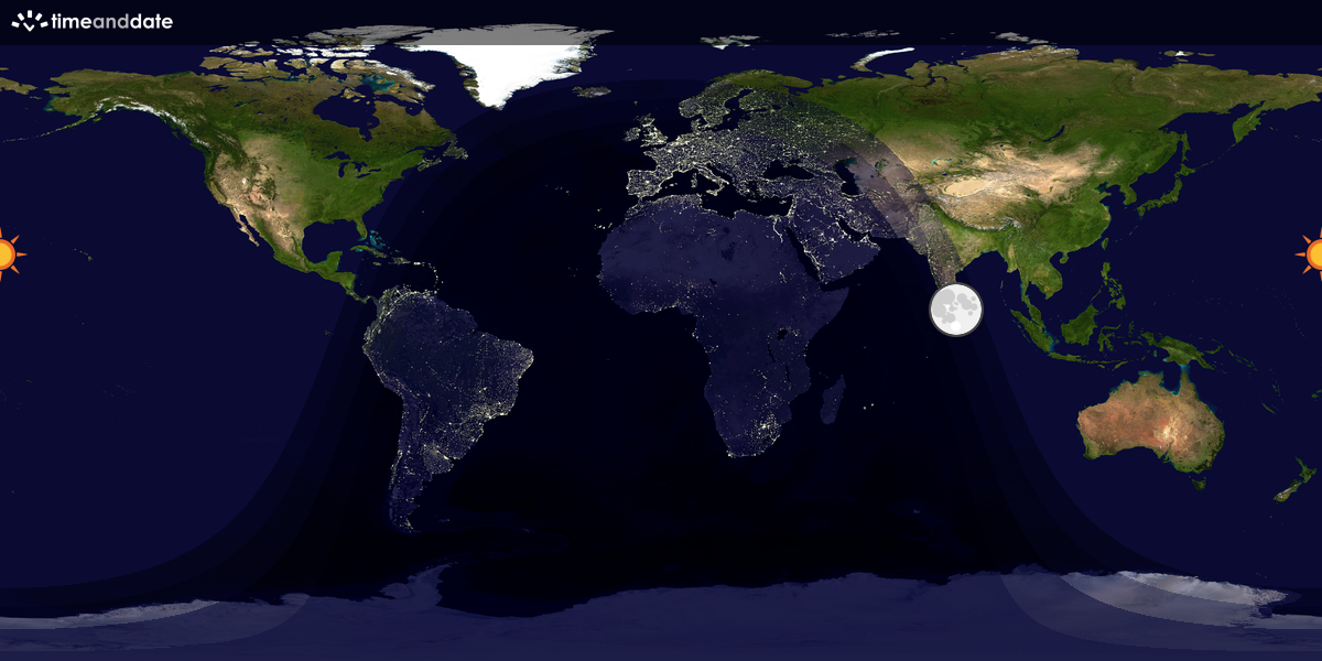 Verdenskart som viser dag og natt 