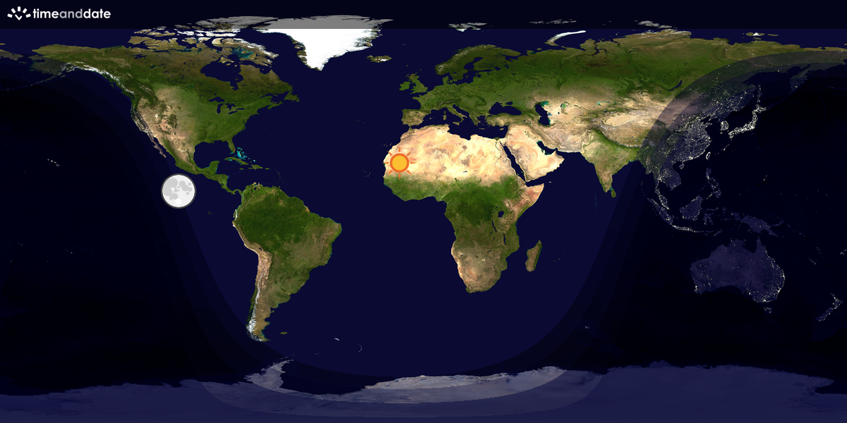 Verdenskart som viser dag og natt 